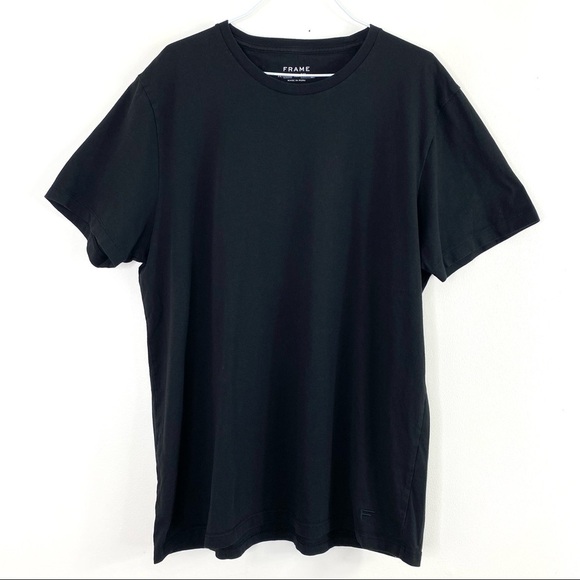 Frame Denim Logo Noir Slim Fit Cotton T-Shirt Black STYLE# LMTS0082 - Picture 3 of 8